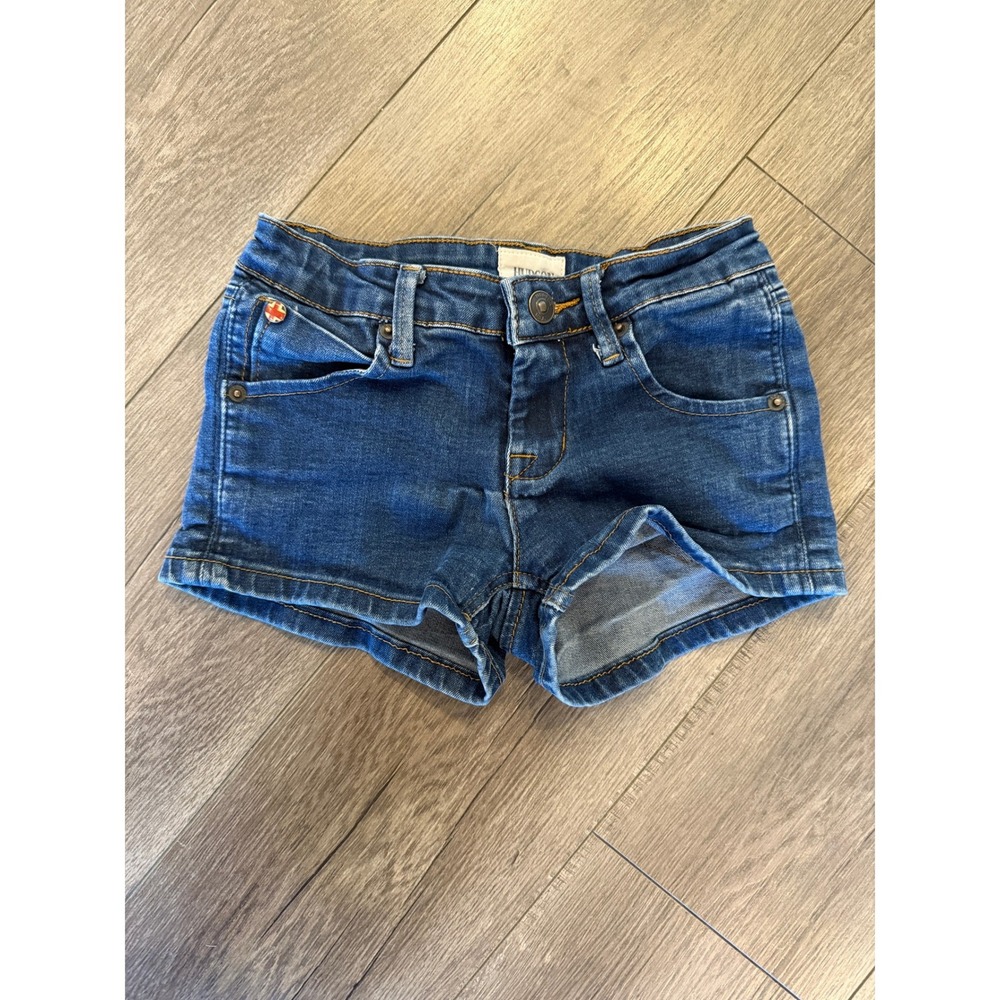 Hudson Girls Blue Denim Shorts Size 10 Medium Wash Union‎ Jack Flap Pocket